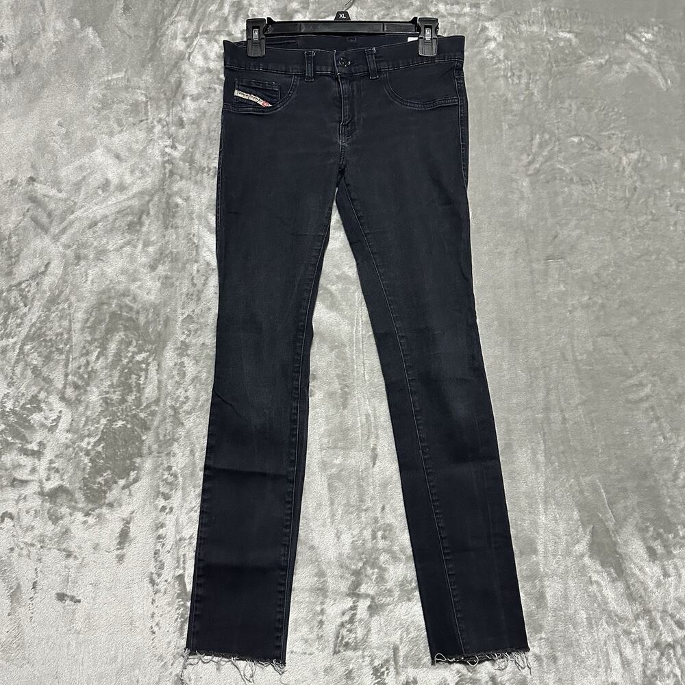 Diesel Livier Low Rise Super Slim Jeans Jeggings Womens Size 27 Black Grunge Raw